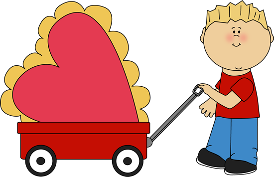 Boy Pulling Valentine In A Wagon - Mycutegraphics Valentines (550x355)