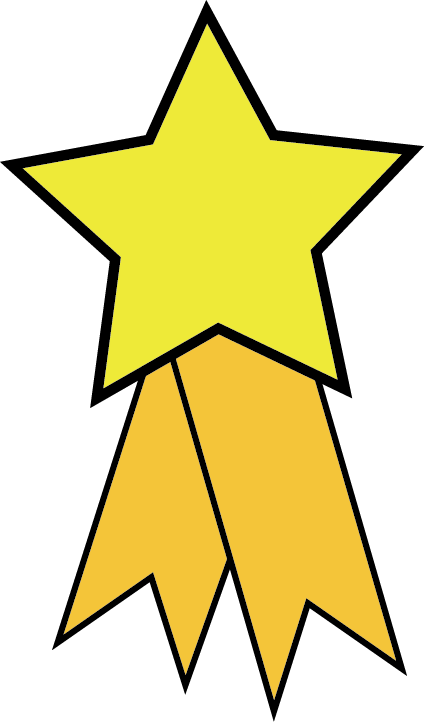 Star Award Ribbon Clipart - Yellow Clip Art Stars (424x722)