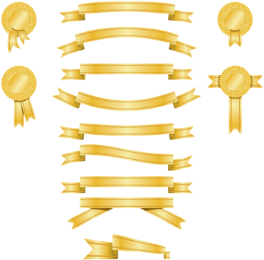 Golden Banner And Award Ribbon Pack - Ribbon Gold Vector Free (400x400)