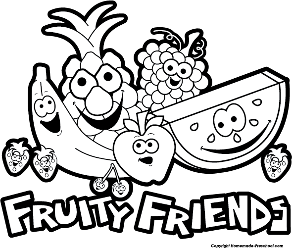 Click To Save Image - Fruits Clipart B W (590x501)