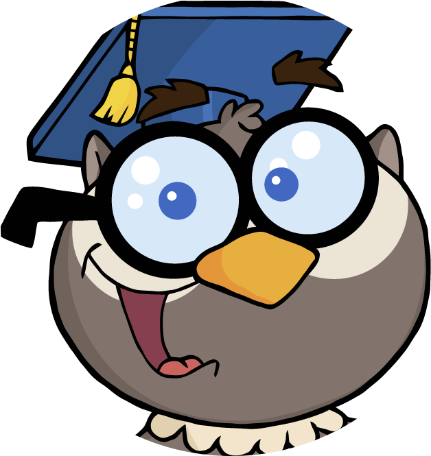 The Wisest Owl - Owl Teacher Cartoon (672x672)