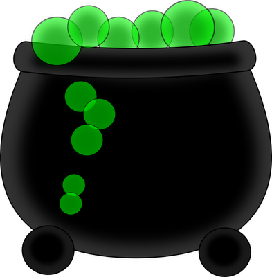 Witch Clipart Bubbling Cauldron - Witch Pot Clip Art (393x400)