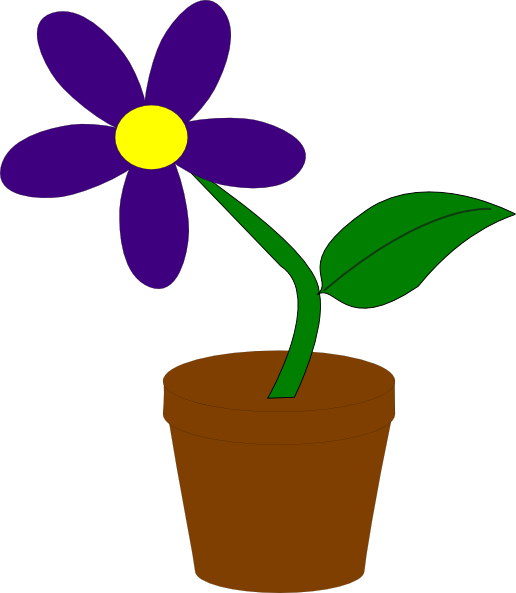 Purple Flower Clip Art - Flower In A Pot (516x593)