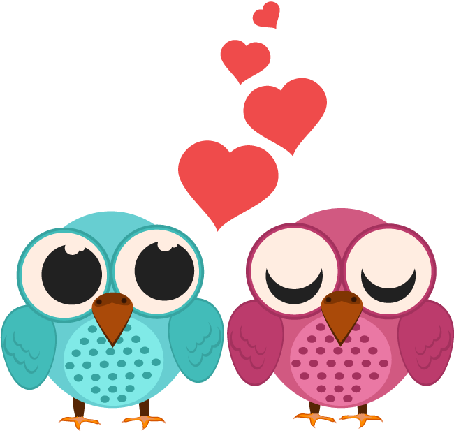 Valentines Day Couple Transparent Images - Owl Love Png (650x620)