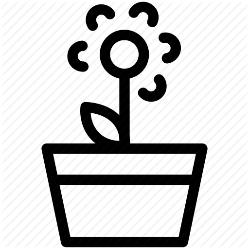 Flower Pot Outline - Garden Outline Icon Png (512x512)