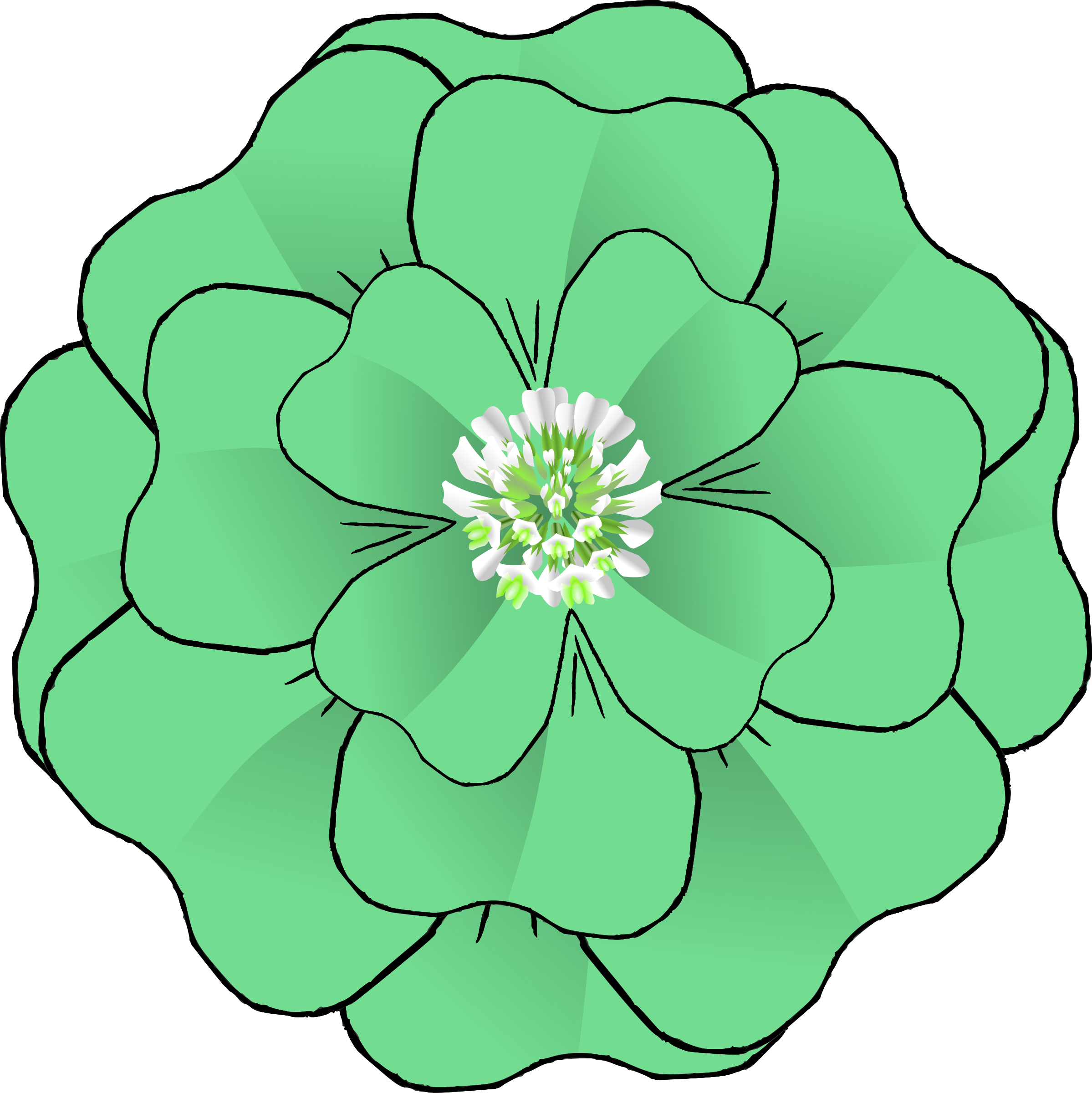 Big Image - Mint Green Flower Clip Art (2398x2400)