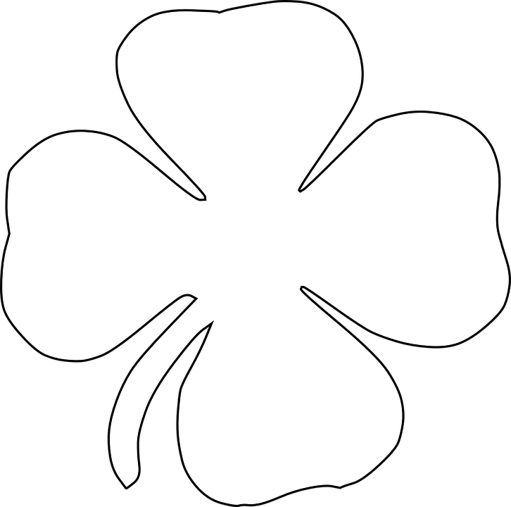Clover Four-leaf Clover Luck Lucky Shamrock - White Four Leaf Clover Png (726x720)