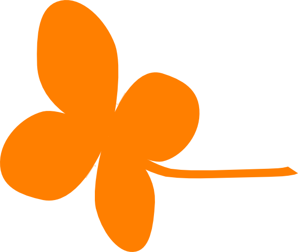 Orange 4 Leaf Clip Art - 4 Leaf Clover Orange (600x509)