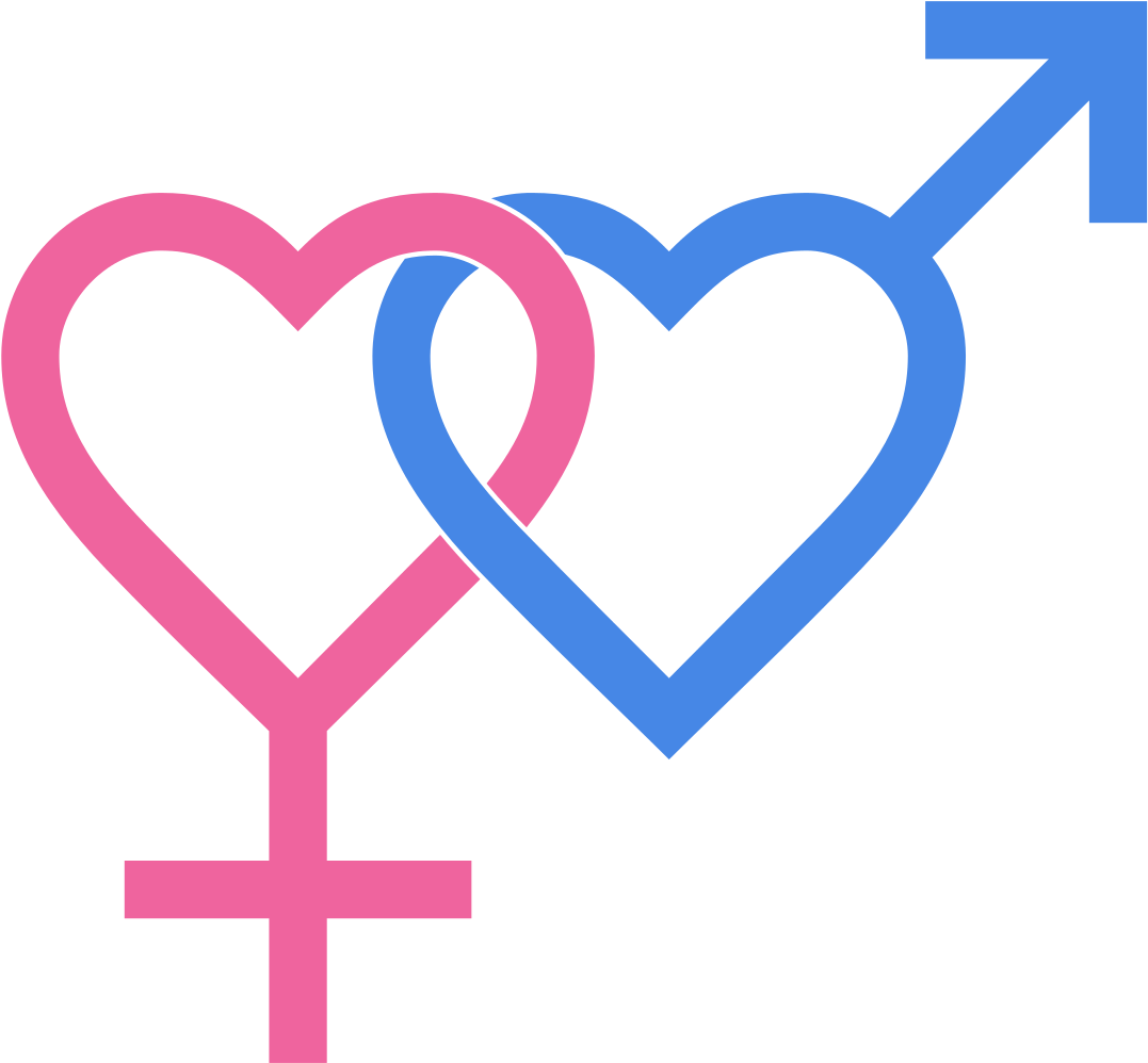 Two Heart Symbol Clipart - Heterosexual Symbol (1109x1024)