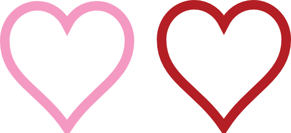 Two Hearts Lined Clip Art - Portable Network Graphics (600x275)