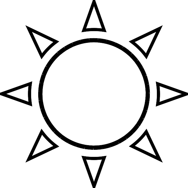 Sunny Weather Clip Art Black And White - Sun Clipart Black And White (640x640)