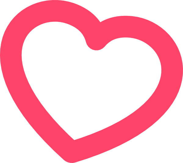 Red Heart Outline Clip Art - Heart (600x533)