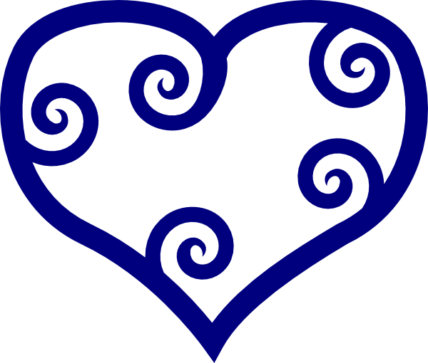 Blue Heart Clip Art At Clker - Navy Blue Heart Clipart (600x510)