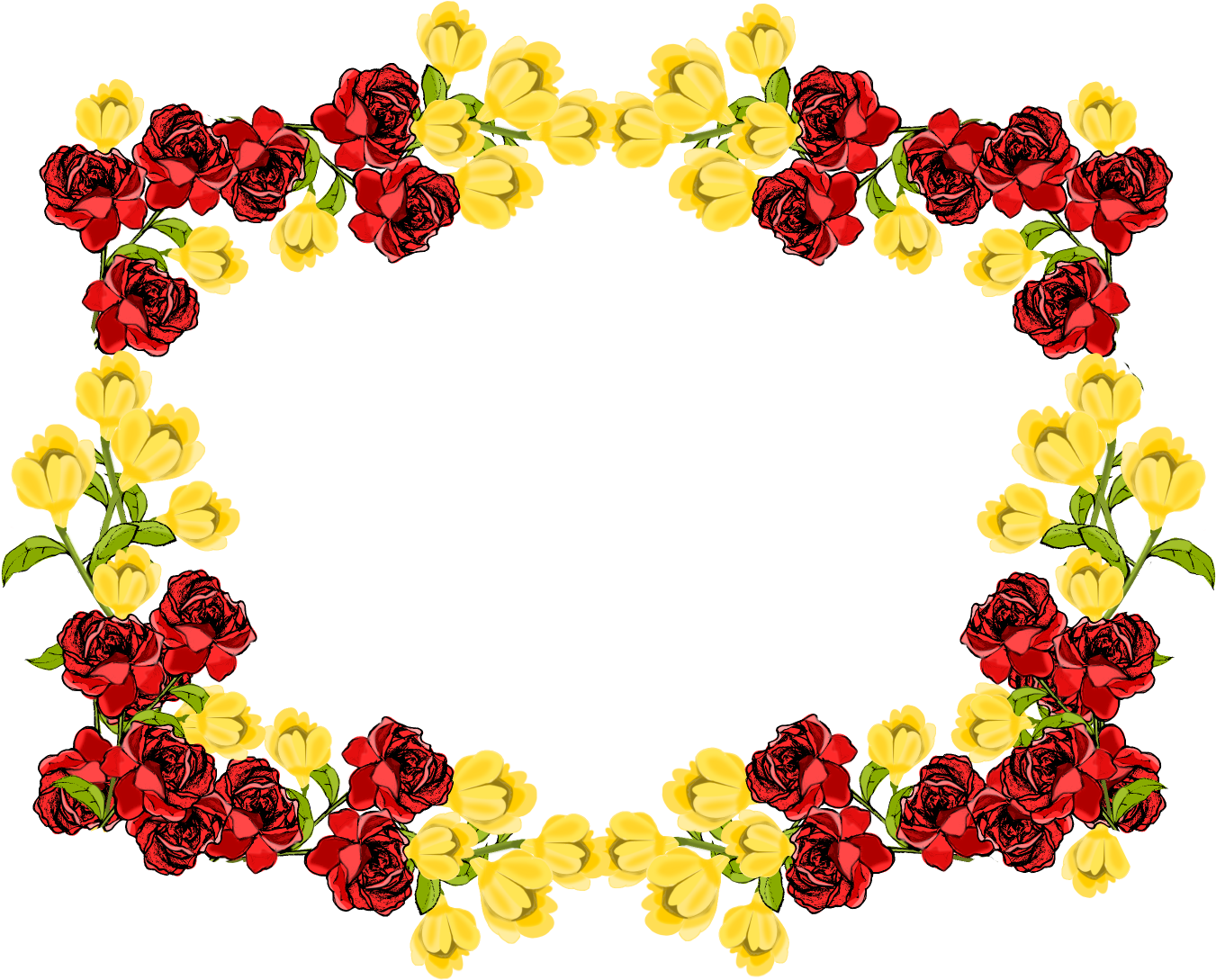 Flowers Border Png - Flower Frame Transparent Background (1399x1114)