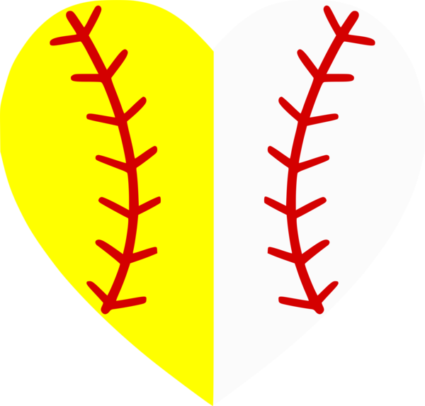 Softball-baseball Heart Divided - Baseball Softball Heart (600x573)