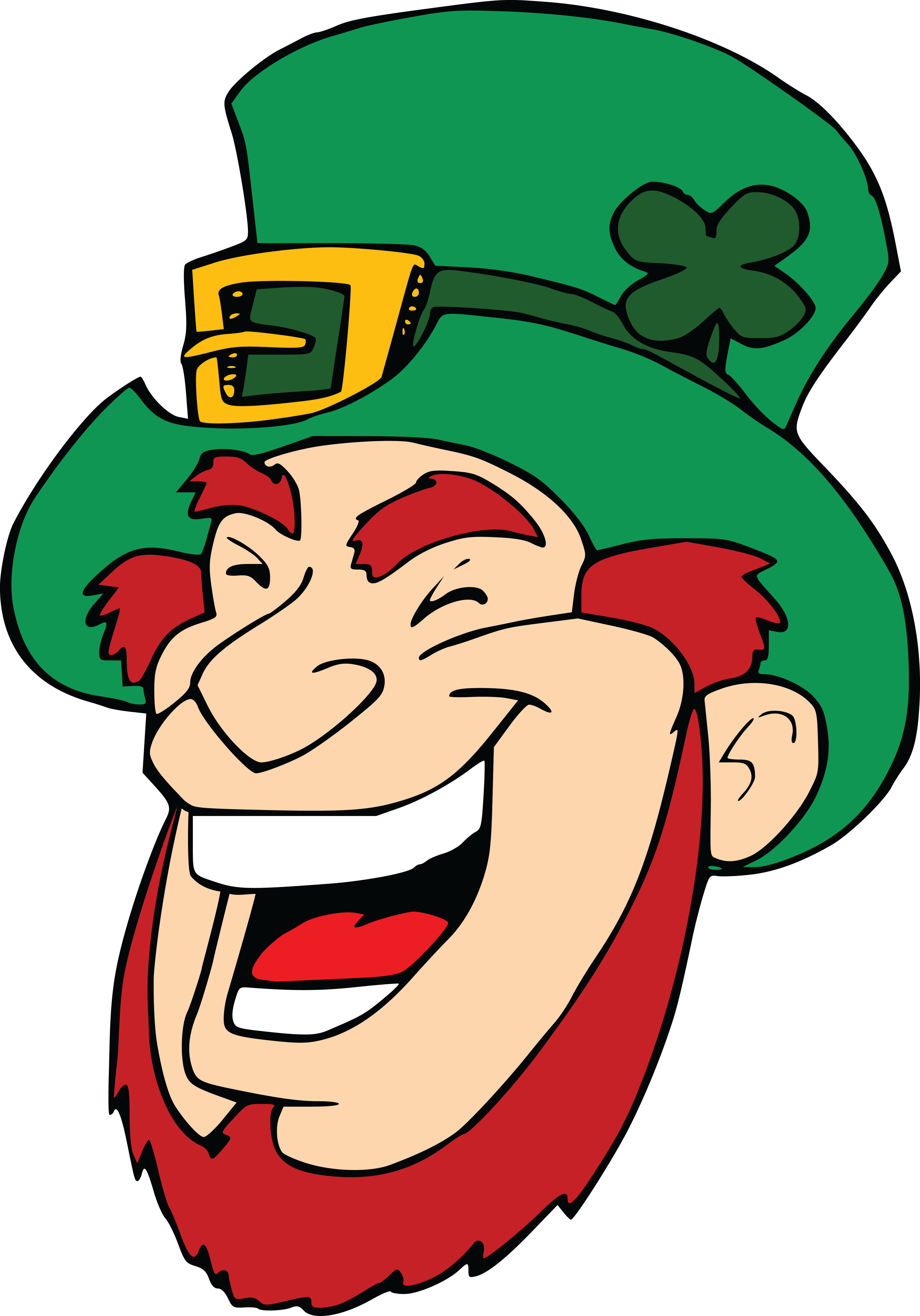 Free Clipart Of A Laughing Leprechaun Face - Leprechaun Face (4000x5724)