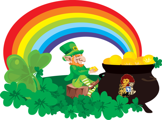 Leprechaun - Rainbow And Pot Of Gold (674x502)