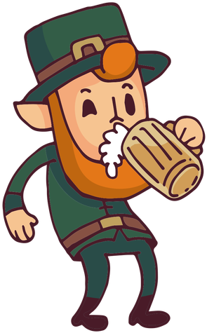 Leprechaun Drinking Beer Cartoon Transparent Png - Leprechaun Cartoon Flat (512x512)