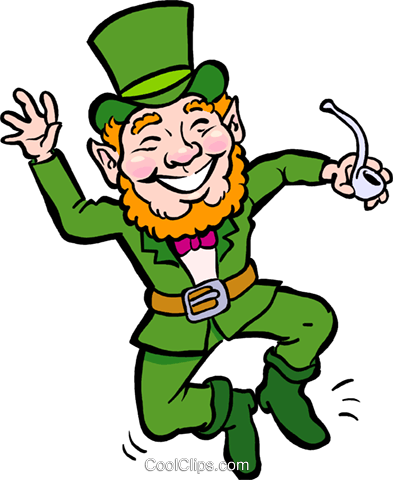 Patricks Day Vector Clipart Of A Leprechaun With Pipe - Pat281light Round Ornament (577x700)