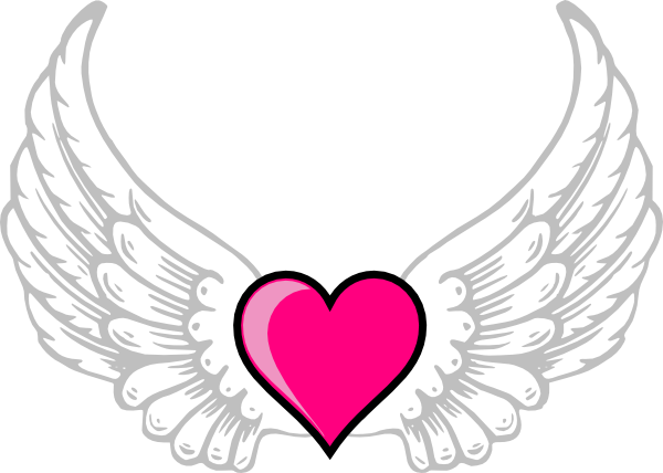 Heart - Heart With Wings Coloring Page (600x428)