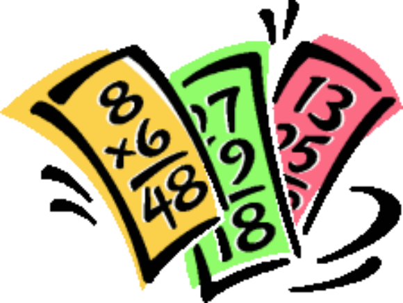 Flashcards Cliparts - Multiplication Math Facts Clipart (580x436)