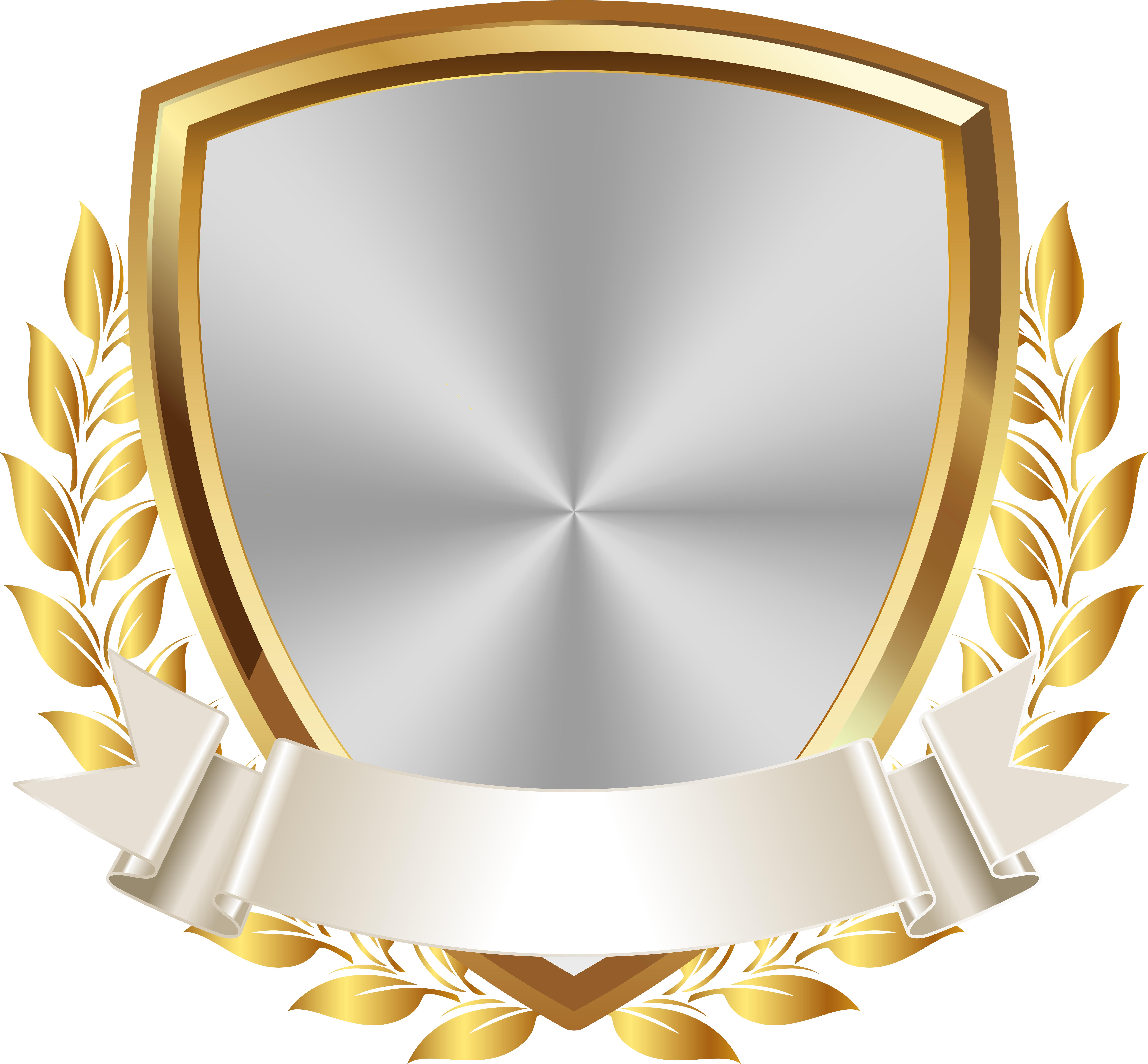 Gold White Badge With Banner Png Clip Art Image - Gold White Badge With Banner Png Clip Art Image (8000x7557)