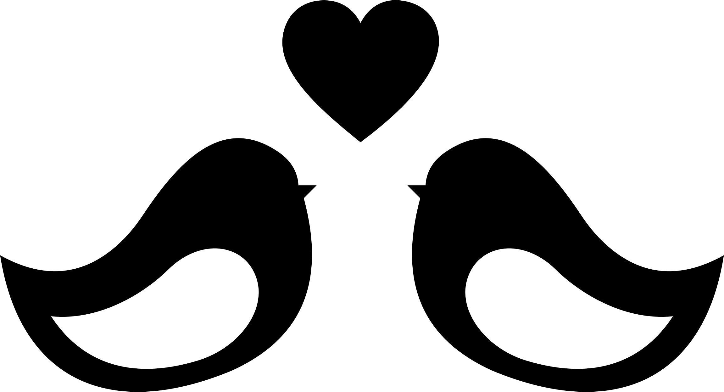 Lovebird Silhouette Clip Art - Love Bird Clip Art (2302x1246)