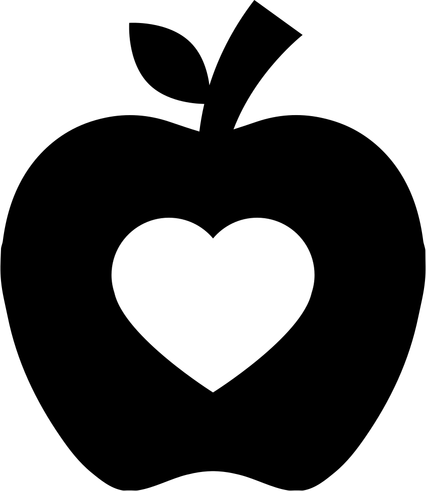 Apple Silhouette With Heart Shape Comments - Apple Silhouette (850x981)