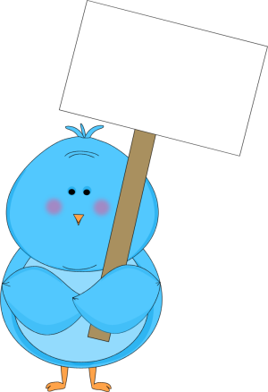 Blue Bird Holding A Blank Sign - Bird Holding A Sign Clipart (300x438)