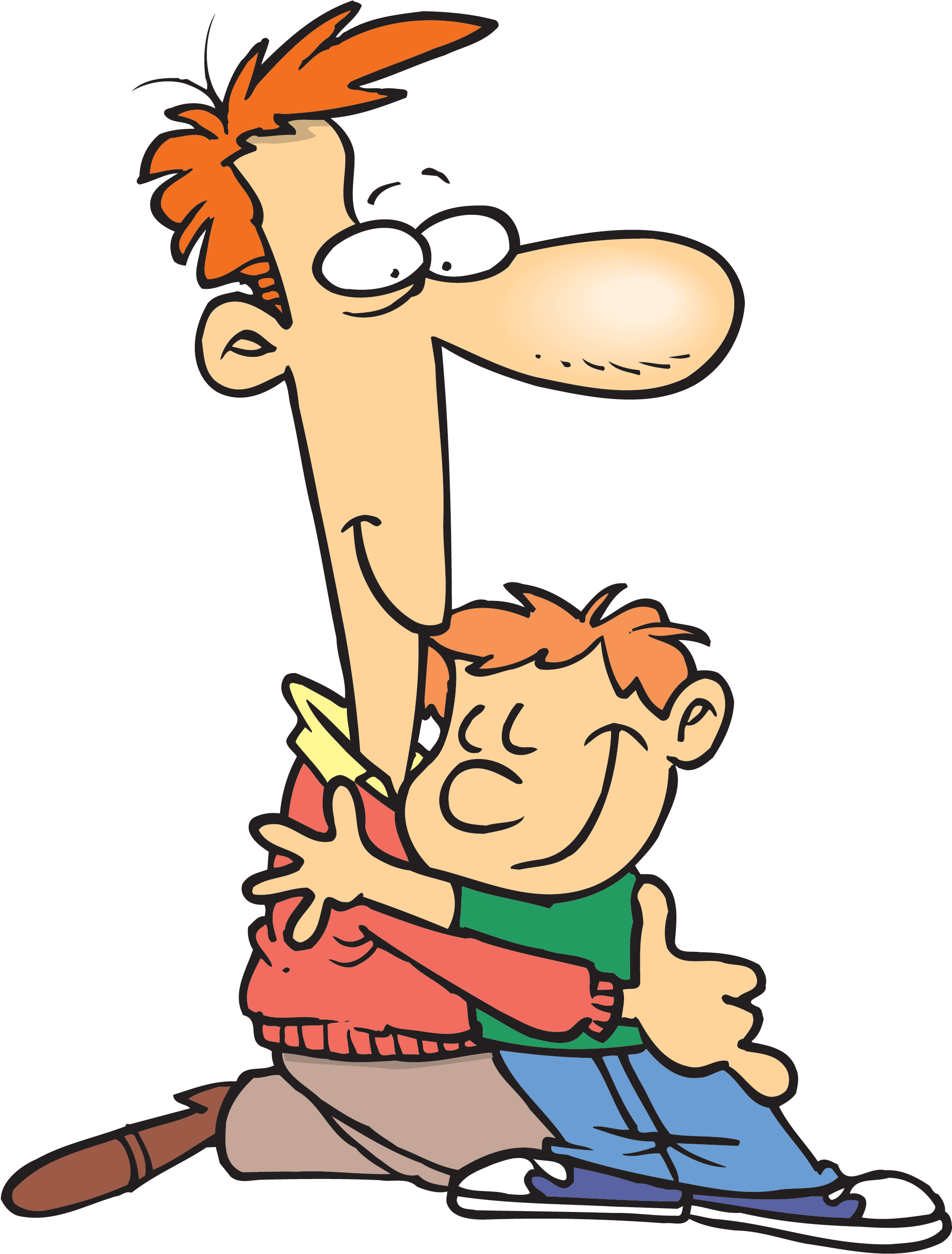 Hugs Mom Hugging Son Clipart Image - Father And Son Cartoon (2000x2632)