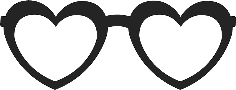 Heart-shaped Glasses Stamp - Heart Shaped Glasses Clipart Black And White (800x800)