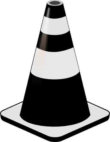 Cone Clipart - Traffic Cone Black And White (462x597)