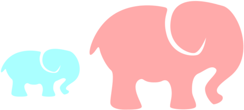 Pink Elephant Clip Art Grey Elephant Mom Baby Pink - Pink And Blue Baby (700x525)