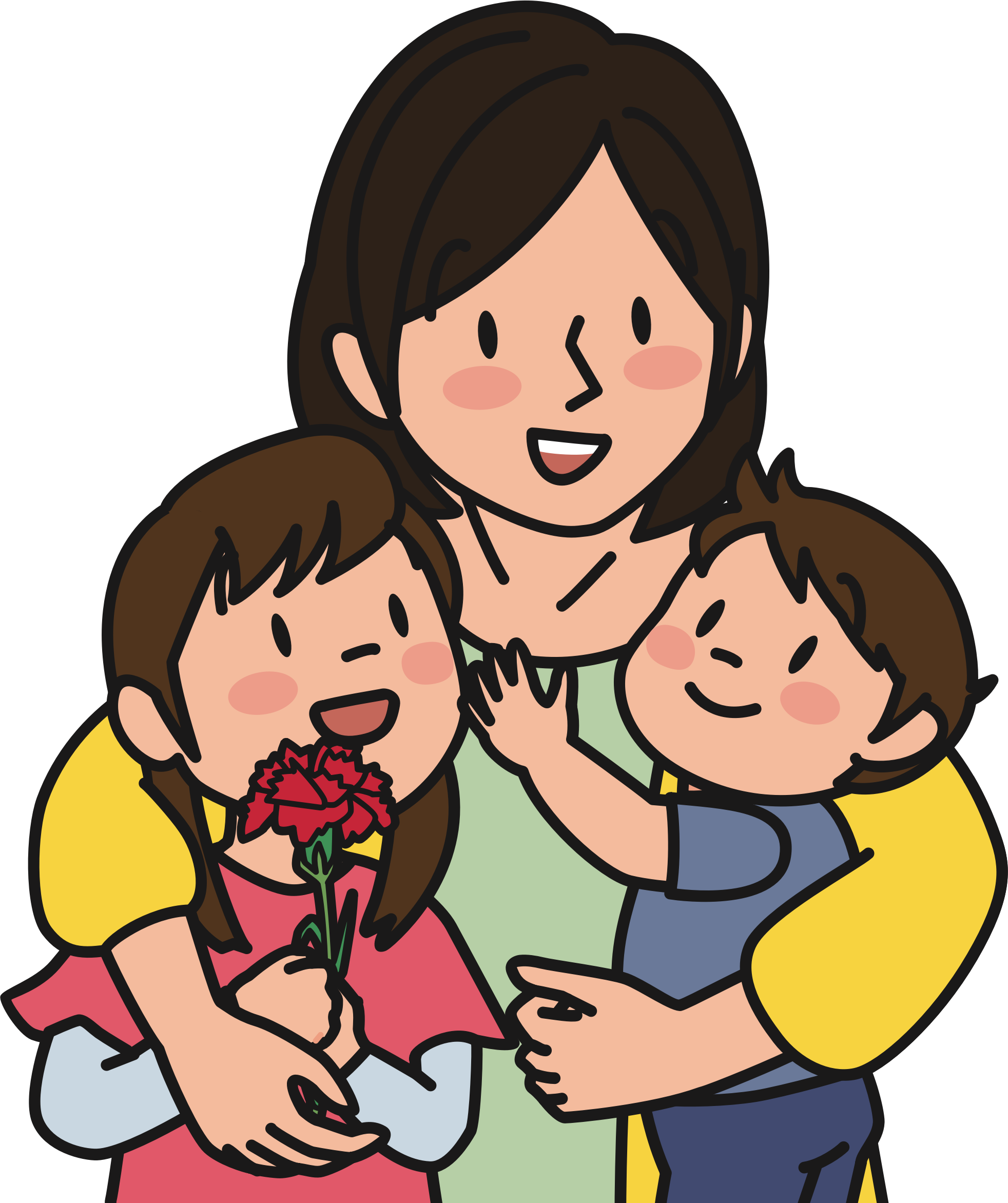 Mother And Children - Gambar Ibu Dan Anak Kartun (1964x2344)