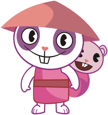 Panda Mom And Panda Baby Profile By Happysmile33 - Happy Tree Friends Buddhist Monkey (398x434)