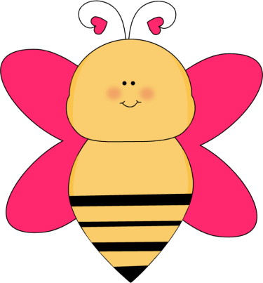 Bee With Heart Antenna Clip Art - Colorful Bee Clip Art (375x403)