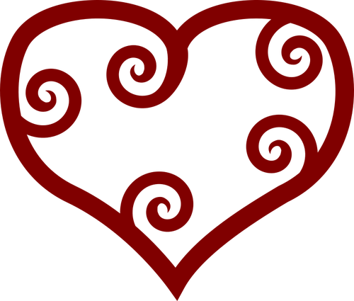 Valentine Red Maori Heart Vector Clip Art Public Domain - Valentine Clip Art (500x425)