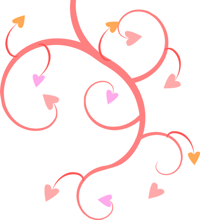 Pink Vines Hearts Shapes Patterns Designs Love - Hearts Clip Art Free (654x720)