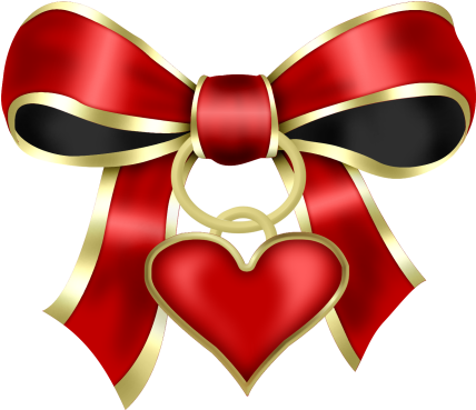 Bow With Heart - Ribbon (450x386)