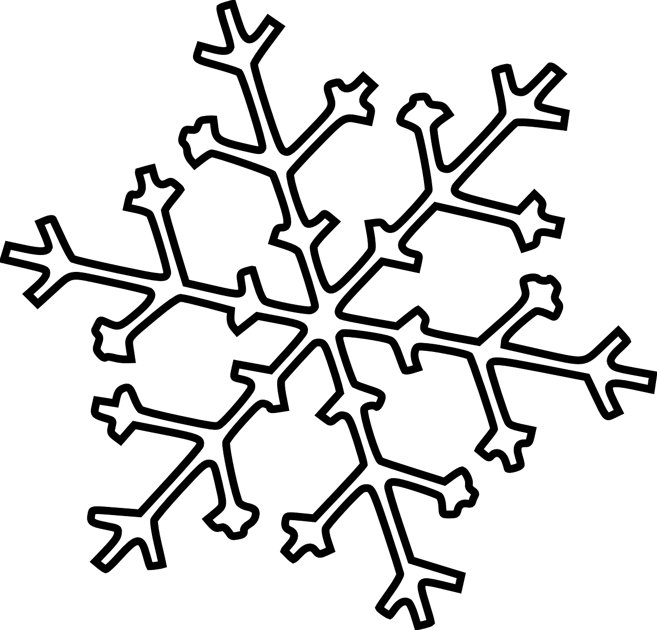 Cartoon Cosmetology Clipart Snowflake Clipart Free - Snowflake Line Art (1280x1228)