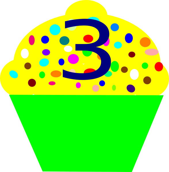 Cupcake Number 3 Clipart (588x598)