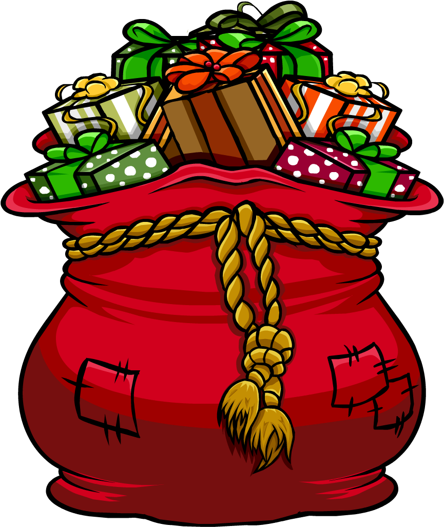 Santa Bag Clipart - Santa's Sleigh With Presents (1025x1025)