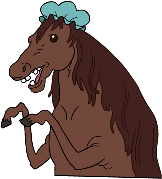 Horse Wearing Shower Cap - Adventure Time Horse (359x387)
