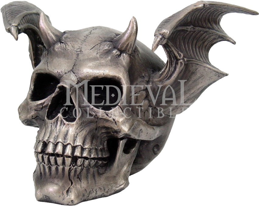 Skull With Devil Wings - Skull With Wings Hood Ornament (869x869)