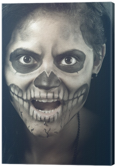 Young Woman In Day Of The Dead Mask Skull - Skull (400x400)