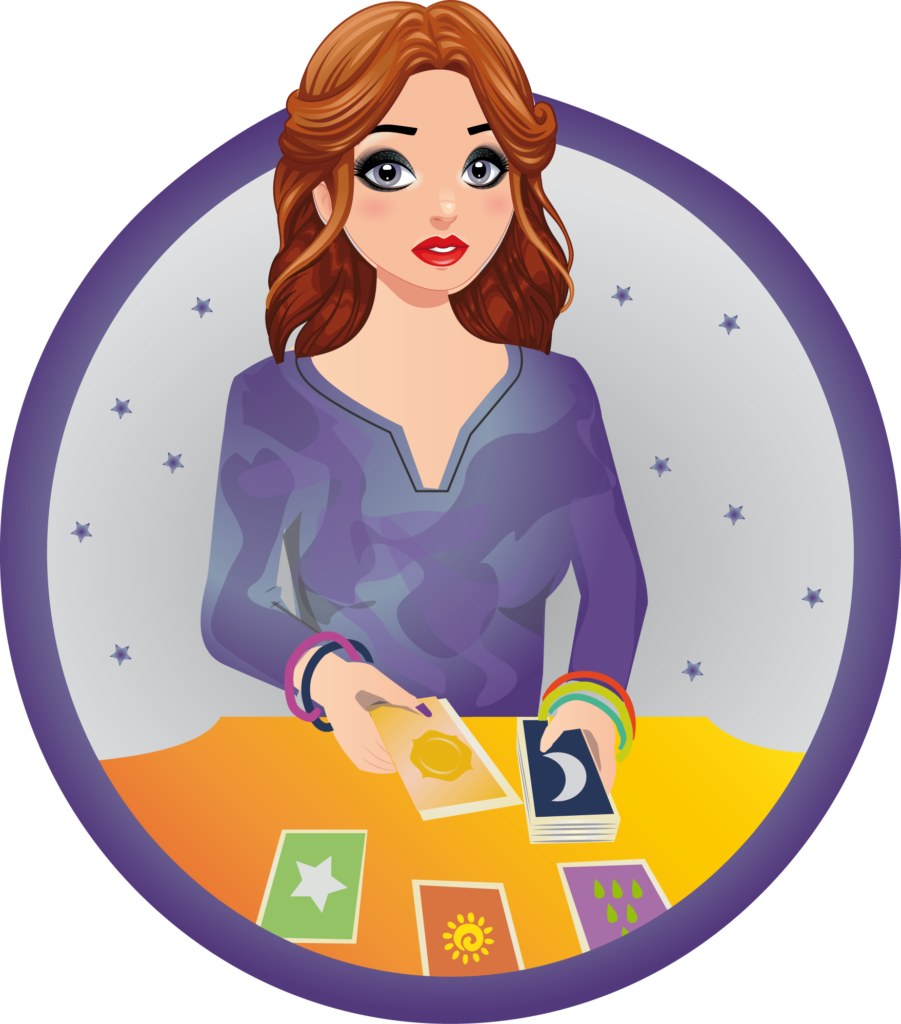 About Denise, Tarot Reader - Cartoon (901x1024)