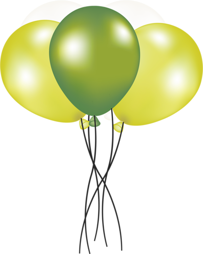 Clipart Aniversário - Green And Yellow Balloons Png (401x500)