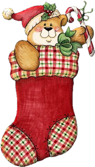 Teddy Bear In Christmas Stocking - Bisous De Noel Gif Animé (326x556)