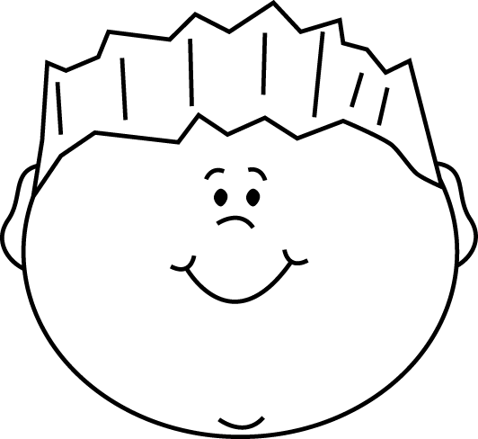 Black And White Gelukkige Jongen Van Het Gezicht - Clipart Boy Black And White (532x488)