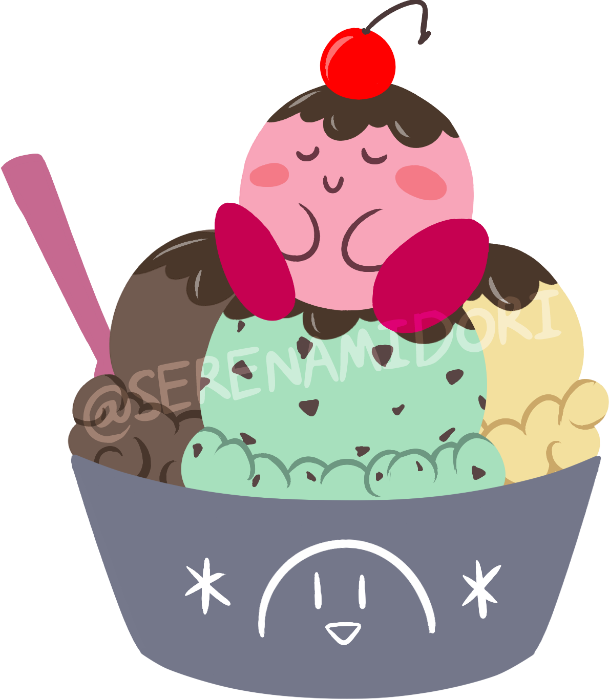 'kirby Sundae' Sticker By Serenamidori - Kirby (1189x1365)